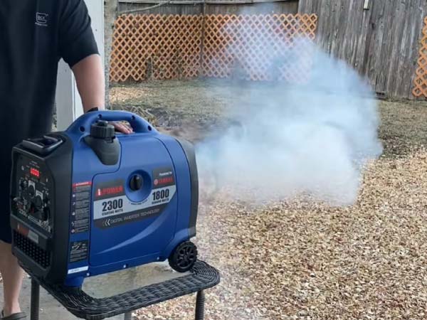 white smoke emitting from the generator