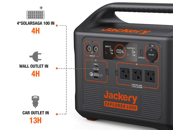 Charging options of Jackery 1500