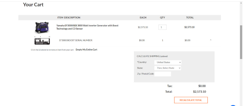 Buying-interface-of-Yamaha-generators